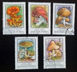 Set timbre Ungaria &ndash; Ciuperci / Fungi &ndash; 5 piese, obliterate, Magyar Posta