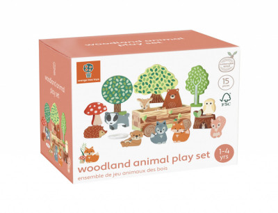 Set cu piese din lemn animale de padure, Orange Tree Toys foto