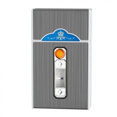 Bricheta Electrica LUDORA?, Cu Carcasa Pachet Tigari, Stil Tabachera, Aprindere la Buton, Antivant, Incarcare USB, Cablu Inclus, Argintie foto