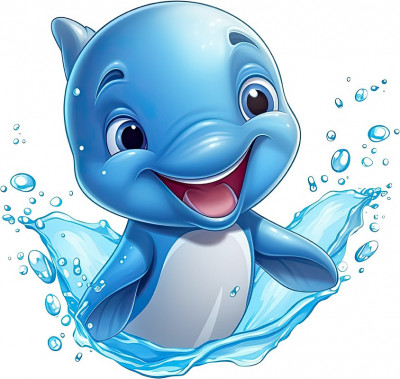 Sticker decorativ, Delfin, Albastru, 63 cm, 1352STK-7 foto