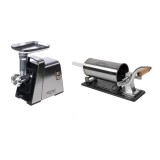 Cumpara ieftin Pachet Masina Electrica Inox de Tocat Carne, 1400W, 100 kg/h, cu Accesorii Carnati si Rosii + Carnatar Orizontal Inox 4 kg, 5 Palnii Incluse Micul Fer