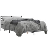 VidaXL Cadru de pat, gri sonoma, 135x190 cm, lemn prelucrat și metal 3280075