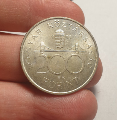 200 Forint 1993 UNC Argint foto