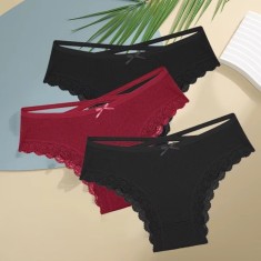 Set 3 perechi de chiloti pentru dama, CH101, Negru/Bordo