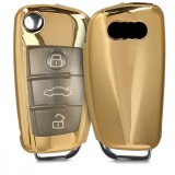 Cumpara ieftin Husa Cheie Auto pentru Audi - 3 Butoane, Silicon, Gold, 44984.92, Kwmobile