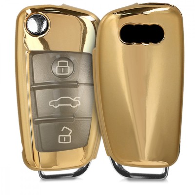 Husa Cheie Auto pentru Audi - 3 Butoane, Silicon, Gold, 44984.92 foto