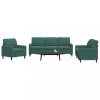 VidaXL Set de canapele cu perne, 3 piese, verde &icirc;nchis, catifea 3278353