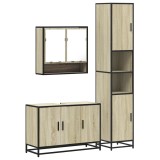 Cumpara ieftin Set mobilier de baie, 3 piese, stejar sonoma, lemn prelucrat