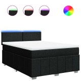 Cumpara ieftin Pat box spring cu saltea, negru, 140x200 cm, textil
