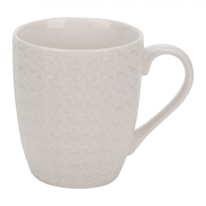 Cană Porțelan, Model Reliefat, Culoare Alb, Capacitate 0,2 L, Lavabilă &Icirc;n Mașina De Spălat Vase, Compatibilă Cuptor Microunde