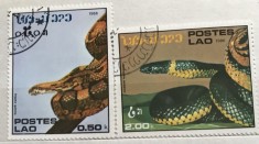 (B ) Timbre serii Straine tema Animale Lao Serpi