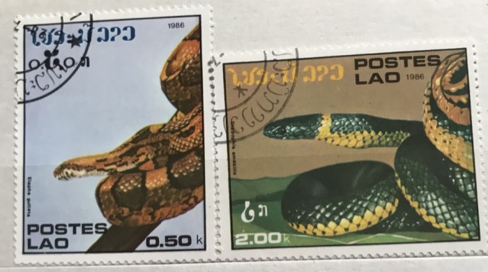 (B ) Timbre serii Straine tema Animale Lao Serpi