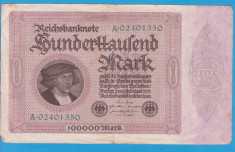 (1) BANCNOTA GERMANIA - 100.000 MARK 1923 (1 FEBRUARIE 1923) foto