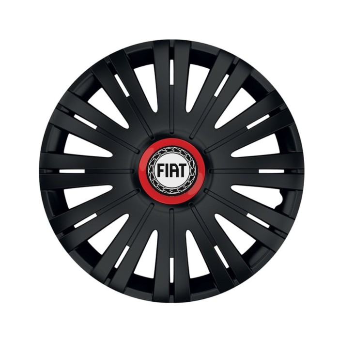 Set 4 capace roti Negre Cu Inel Rosu Active R16 pentru gama auto Fiat