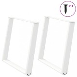 Gossi picioare pentru masa in forma de u 2 buc alb 100x(72-73)cm otel