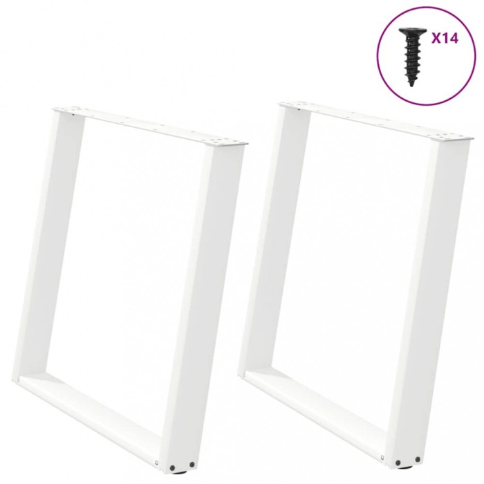 Gossi picioare pentru masa in forma de u 2 buc alb 100x(72-73)cm otel