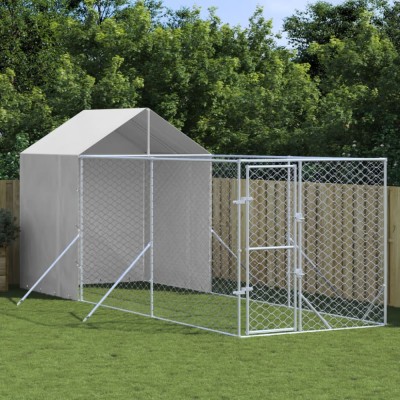vidaXL Padoc de exterior cu acoperiș argintiu 2x6x2,5m oțel galvanizat foto