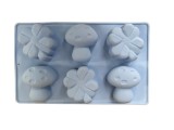 Forma din silicon pentru briose si biscuiti, forma ciupercute si floricele, 6 alveole,28x17x3 cm