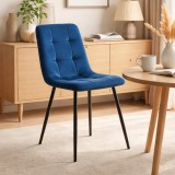 Cumpara ieftin Scaun Catifea Bleumarin Artool Kara, Picioare Metal Negru, 44.5x50.5x87 cm, Living/Bucatarie