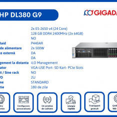 HP DL380 G9 2x E5-2650 v4 128GB P440AR 2x PS Server 6 Luni Garantie