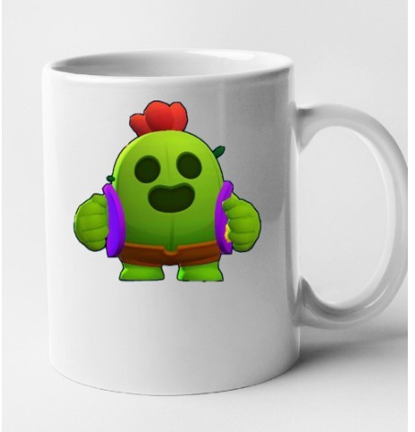 Cana alba personalizata Brawl Star - Spike, INOVATIX&reg;. 330 ml