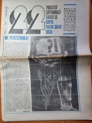 ziarul &amp;quot;22&amp;quot; 2 februarie 1990-silviu brucan foto