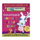 Coloreaza animale de la ferma. Carte de colorat reutilizabila cu apa
