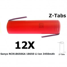 Sanyo NCR18650GA 18650 3350mAh 10A 3.6V Li-ion Set 12 Buca?i, Tip Urechi de lipire in Z foto