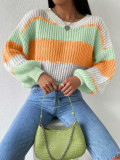 Cumpara ieftin Pulover din tricot, cu maneci lungi, multicolor, dama, Shein