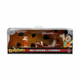Set Masinuta Metalica Flintmobilul Scara 1:32 si Figurina Fred Flintstone, Jada Toys