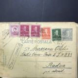 CP01 Carte postala veche Radna - Arad stampila box CENZURAT francatura multipla 6 timbre WW2