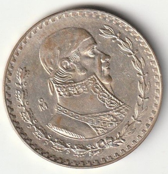 Moneda 1 peso 1958 - Mexic, 16 g argint 0,100
