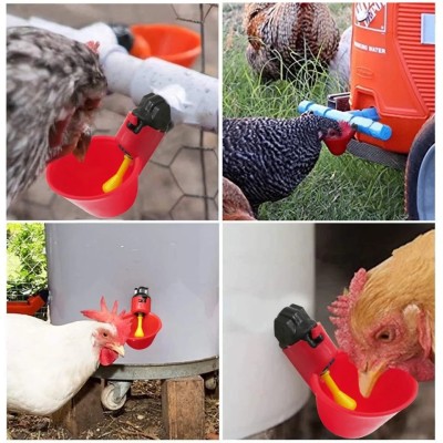 Set 5 dozatoare adapatoare de apa pentru pasari, Plastic, Automat, Rosu foto