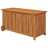 Cumpara ieftin Lada de depozitare de gradina cu roti, 113x50x58 cm lemn acacia