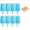 Set 102 piese, 2 matrite pentru inghetata si 100 betisoare din lemn Aixmeet, 26 x 14.5 x 2.5 cm, silicon, albastru, natur