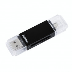 Cititor de carduri Hama OTG USB 2.0 Basic SD/microSD Negru foto