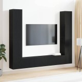 Cumpara ieftin Set de 6 piese pentru birou TV - Montat pe perete, lemn prelucrat de stejar negru