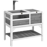 PawHut Căsuță pentru țestoase, cu raft de depozitare din lemn masiv, 84 x 51 x 103 cm | Aosom Romania