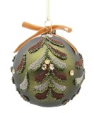 Set 12 globuri brad Craciun sticla multicolora Pine &Oslash; 8 cm