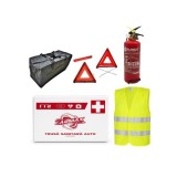 Kit siguranta auto complet trusa cutie alba 2 triunghiuri vesta geanta stingator Runkit