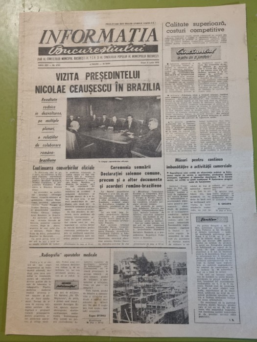 informatia bucurestiului 6 iunie 1975-ceausescu vizita in brazilia