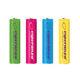 Cumpara ieftin Set 4 acumulatori AA (R6) Esperanza 92344, 2000mAh, Ni-MH, 1.2V, reincarcabili, colorati