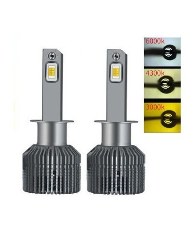 Set 2 leduri H3, Canbus, 3000K/4300K/6000K, 50W, 11,000 Lm, 12V