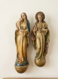Statuete policrome Iisus si Maria cu prunc, colectie, vintage