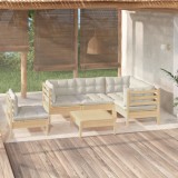 vidaXL Set mobilier grădină cu perne crem, 6 piese, lemn de pin