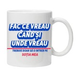 Cana alba personalizata &quot;FAC CE VREAU ....&quot;, INOVATIX&reg;. 330ml