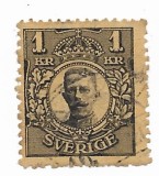 Suedia - Regele Gustaf al V-lea, 1911-1914 - 1 Kr, obliterat