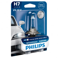 Bec auto cu halogen pentru far Philips White Vision H7 12V 55W PX26D, 1 buc Kft Auto foto