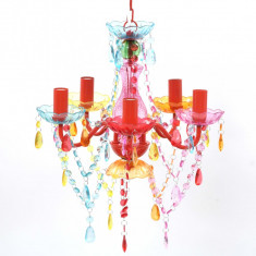 Lustra Cristal Artificial pentru 5 becuri Multicolora GartenMobel Dekor