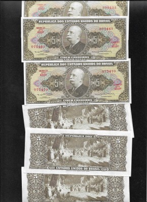 Brazilia 5 cruzeiros 1953(59) XF-AUNC pret pe bucata foto